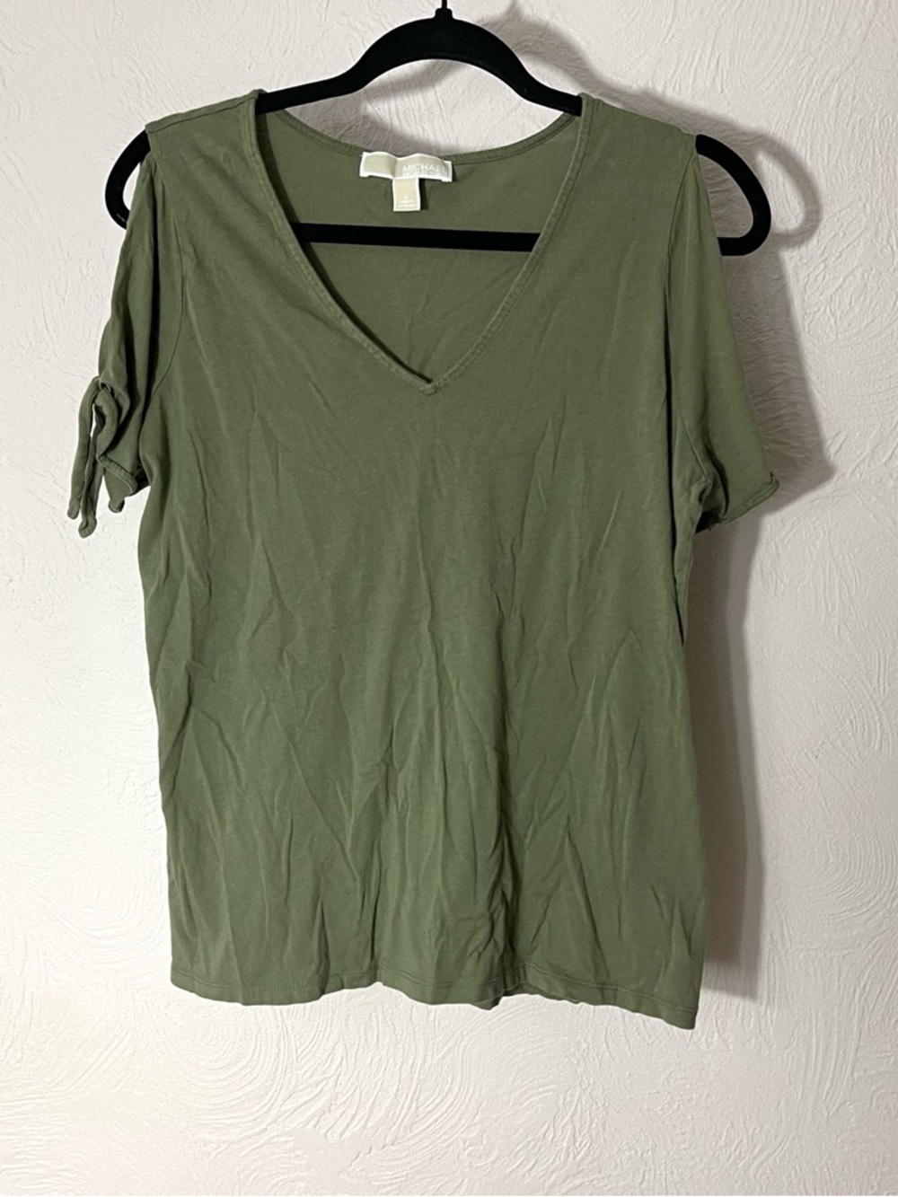 Michael Kors Olive Green V-Neck Short Sleeve Tee